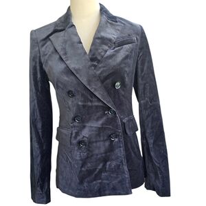 PAIGE Women's Malbec Peak Lapel Velvet Blazer Calico Blue Size 0 NWT